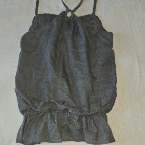 Papaya M/L Y2K Gray Balloon Cami Babydoll Embroidery Spaghetti Strap Wooden Ring - Picture 9 of 13
